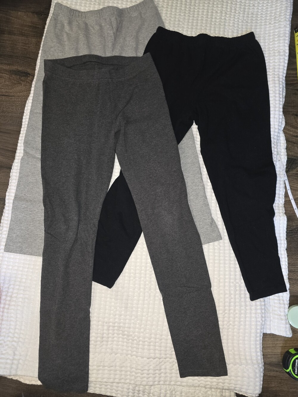 Kids Stretch Knit Leggings Set - Black, Dark Gray, Light Gray